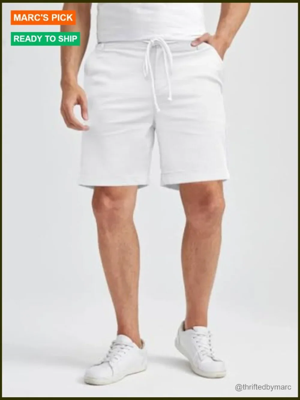 Men's Linen Cotton Shorts Elastic Waist Flat Front Lightweight Summer